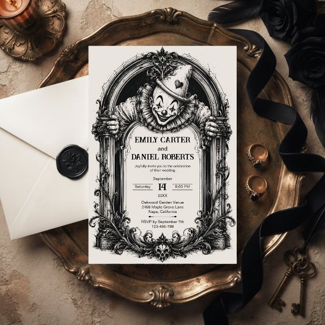 Creepy Clown Gothic Wedding Invitation (Creator Uploaded)