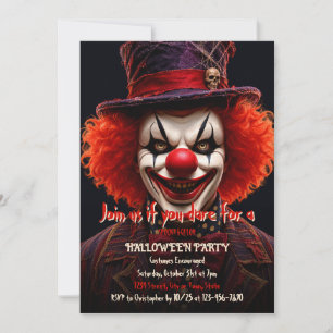 Creepy Clown Halloween Costume Party Invitation