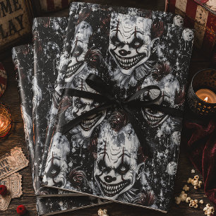 Creepy Clown Horror Halloween Wrapping Paper Sheet