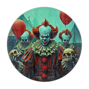 Creepy Clown Horror Scene Design Cutting Board