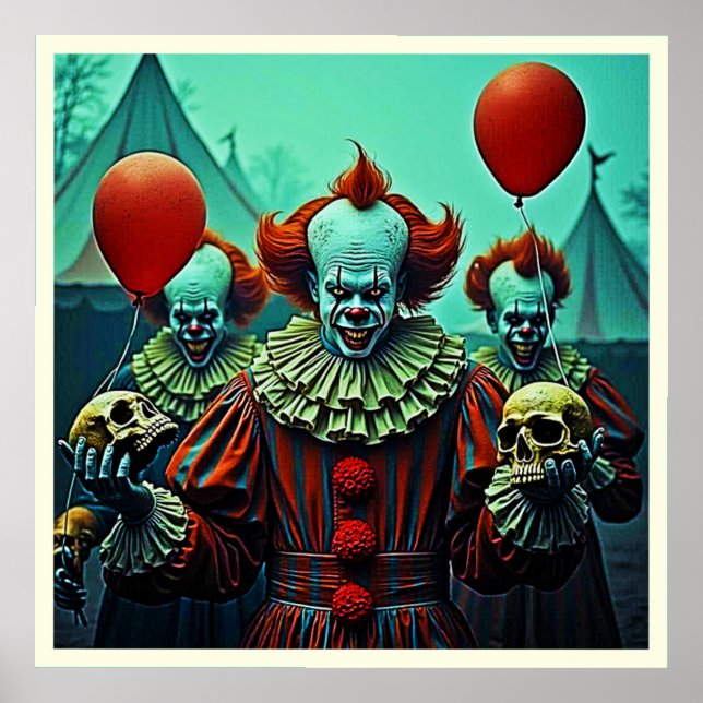 Creepy Clown Horror Scene Design Poster (Front)