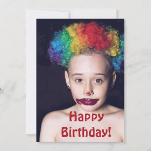 Creepy Clown Kid Happy Birthday Card