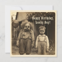 Creepy Clown Vintage Birthday Photo