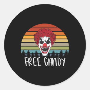 Creepy Clown Vintage Retro Scary Evil Horror Hallo Classic Round Sticker