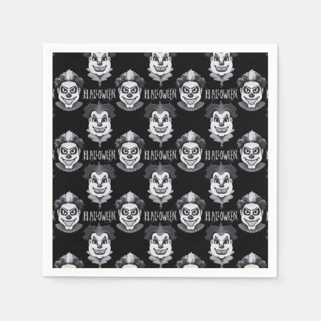 Creepy Clowns Spooky Halloween Party Napkin (Front)