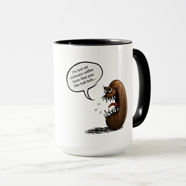 Creepy coffee bean mug (Front Right)