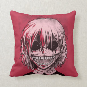 Creepy Cool Red and Black Girl Zombie Cushion