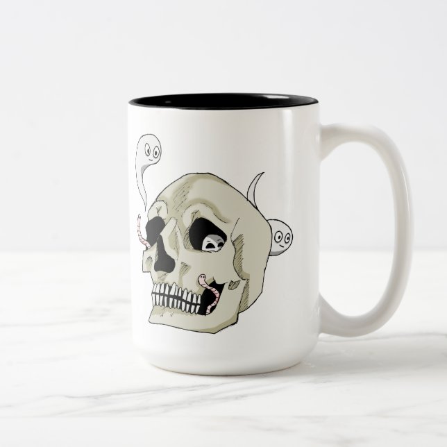Creepy Crawler Skull Two-Tone Coffee Mug (Right)