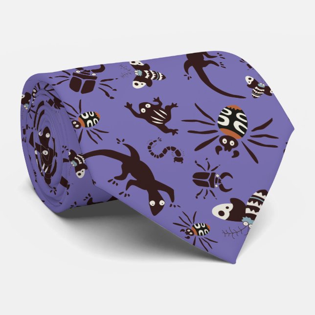 Creepy Crawlers Anime Style Pattern Tie (Rolled)