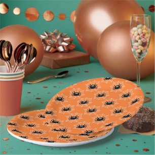 Creepy Crawlers Spiders Bugs Cobwebs Halloween Paper Plate