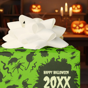 Creepy Crawlies Happy Halloween Add The Year Dark Wrapping Paper
