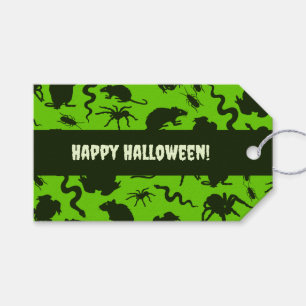 Creepy Crawlies Happy Halloween! Black Pattern Gift Tags