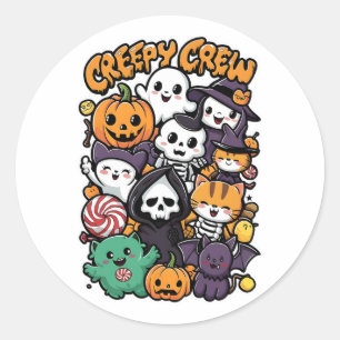 Creepy Crew For Kids And Adults Funny Halloween Ou Classic Round Sticker