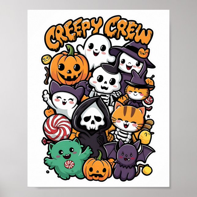Creepy Crew For Kids And Adults Funny Halloween Ou Poster (Front)