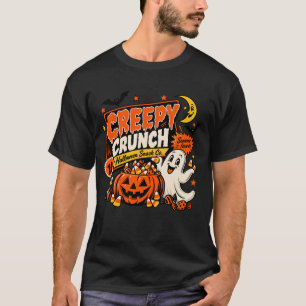 Creepy Crunch Retro Halloween Ghost Pumpkin  T-Shirt