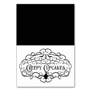 Creepy Cupcakes Vintage Halloween Food Tent Table Number