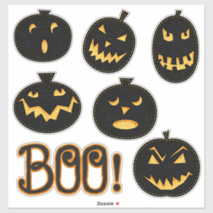 Creepy Cute Black Felt Look Spooky Pumpkins