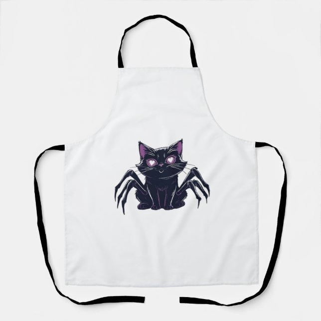 Creepy Cute Cat – Spider Legs & Heart Eyes Classic Apron (Front)