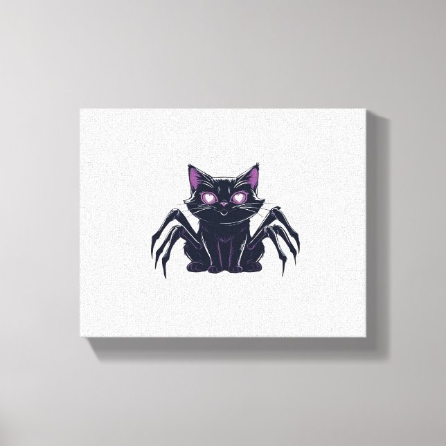 Creepy Cute Cat – Spider Legs & Heart Eyes Classic Canvas Print (Front)