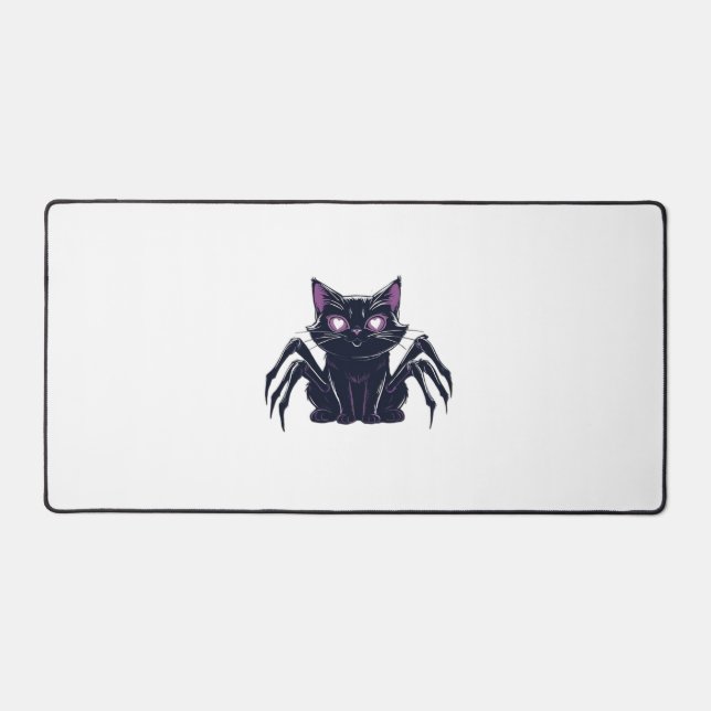 Creepy Cute Cat – Spider Legs & Heart Eyes Classic Desk Mat (Front)