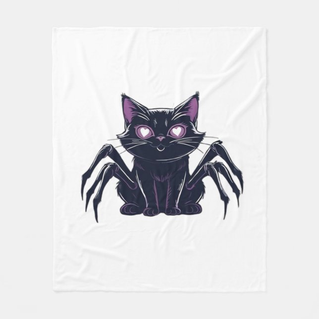 Creepy Cute Cat – Spider Legs & Heart Eyes Classic Fleece Blanket (Front)