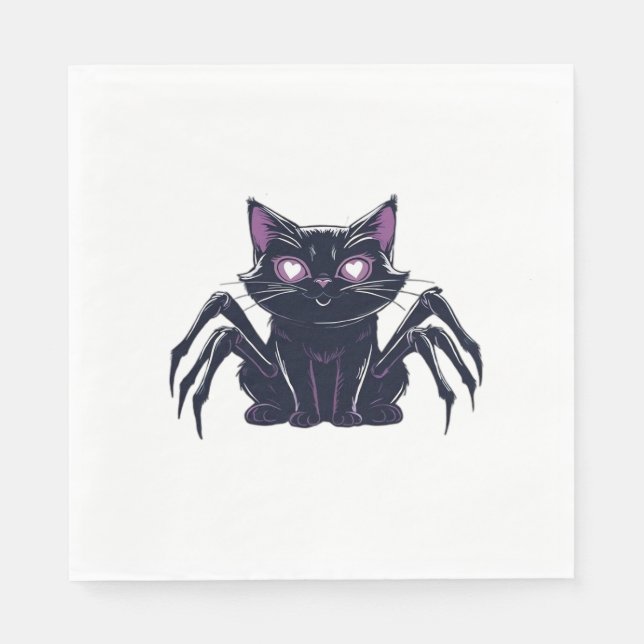 Creepy Cute Cat – Spider Legs & Heart Eyes Classic Napkin (Front)