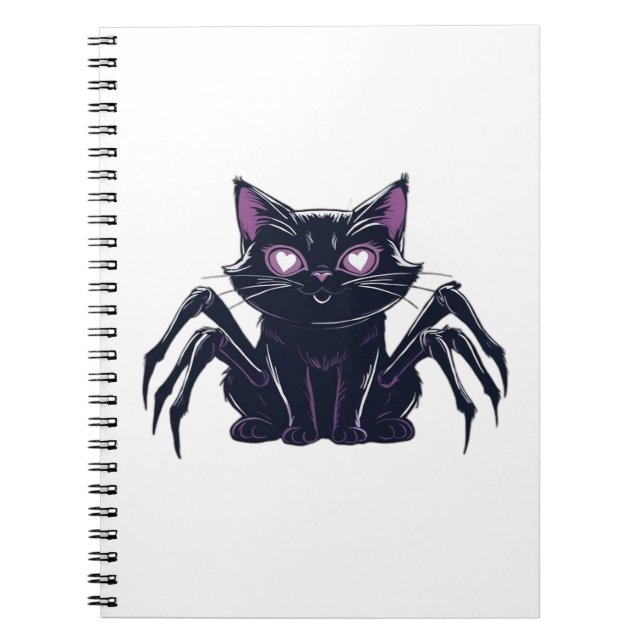 Creepy Cute Cat – Spider Legs & Heart Eyes Classic Notebook (Front)