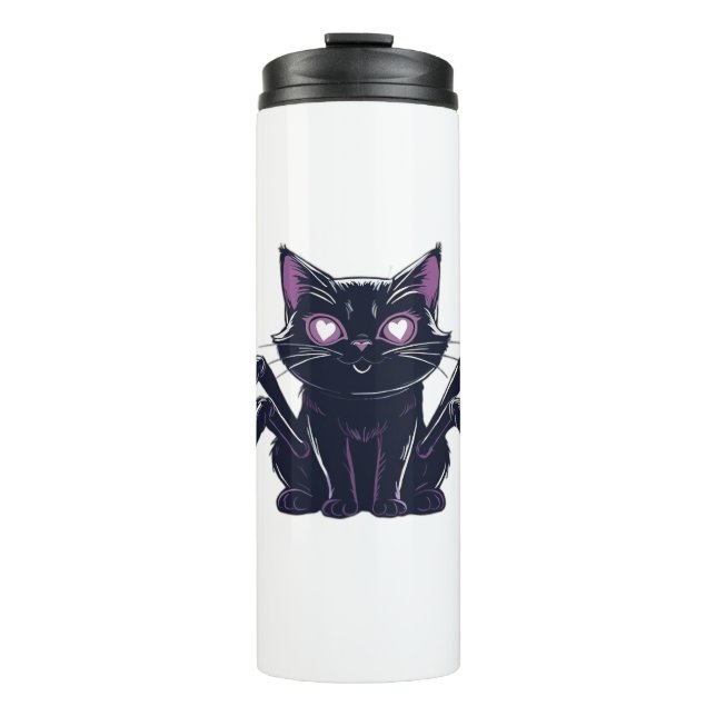 Creepy Cute Cat – Spider Legs & Heart Eyes Classic Thermal Tumbler (Front)