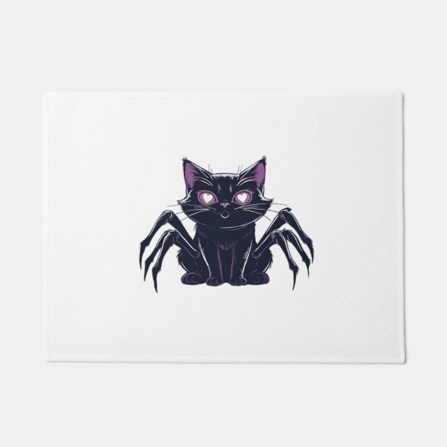 Creepy Cute Cat – Spider Legs & Heart Eyes Oversiz Doormat (Front)