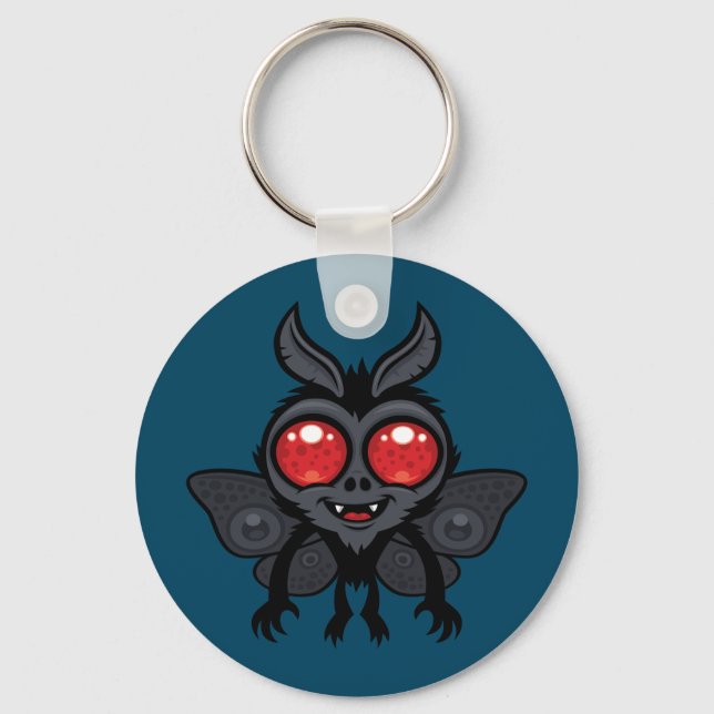 Creepy Cute Cryptid Mothman Monster Key Ring (Front)