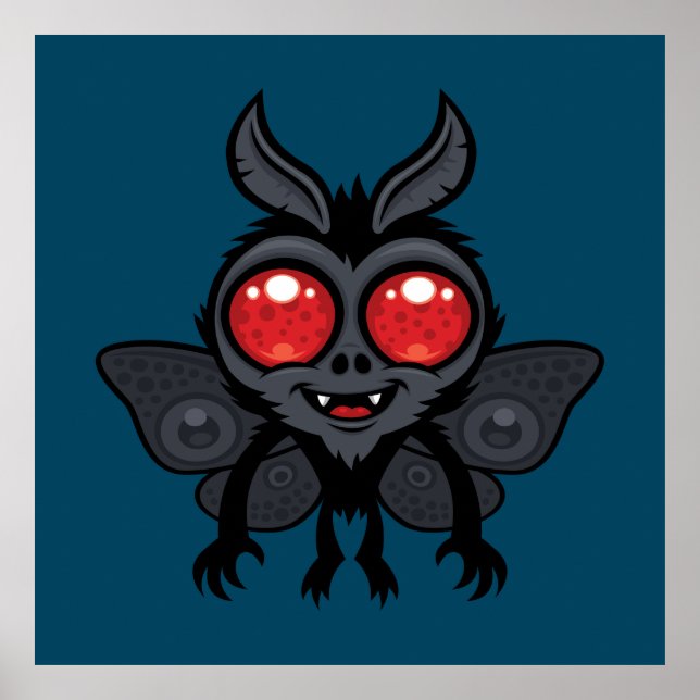 Creepy Cute Cryptid Mothman Monster Poster (Front)
