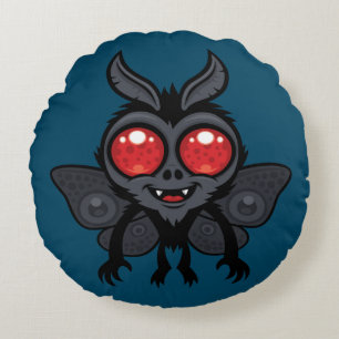 Creepy Cute Cryptid Mothman Monster Round Cushion