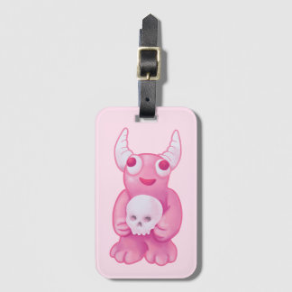 Creepy Cute Demon Pink Skull Pastel Goth Girl Luggage Tag