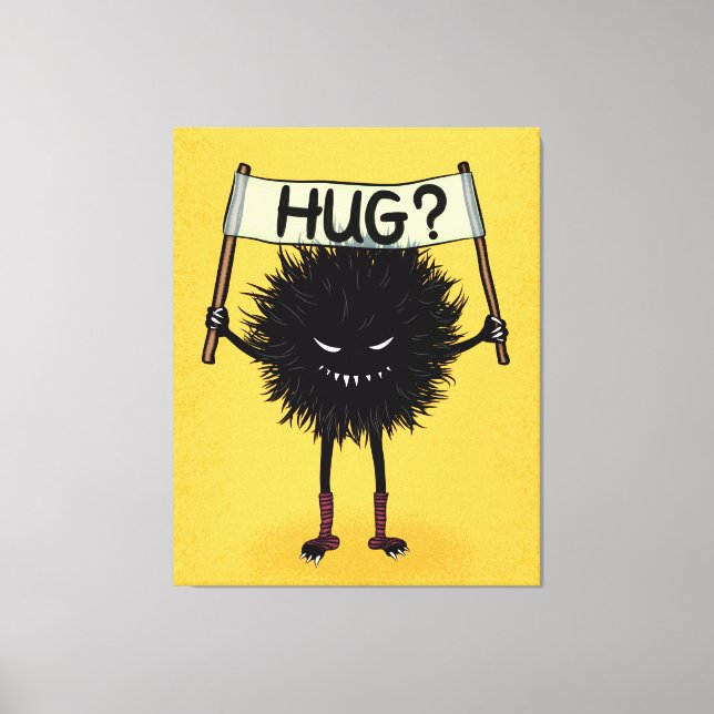 Creepy Cute Evil Character Hug Canvas Print (Front)
