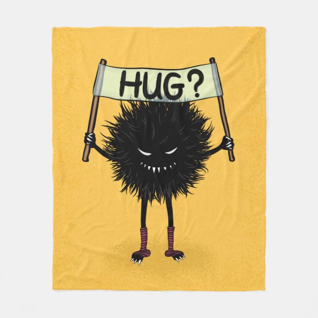 Creepy Cute Evil Character Hug Fleece Blanket (Front)