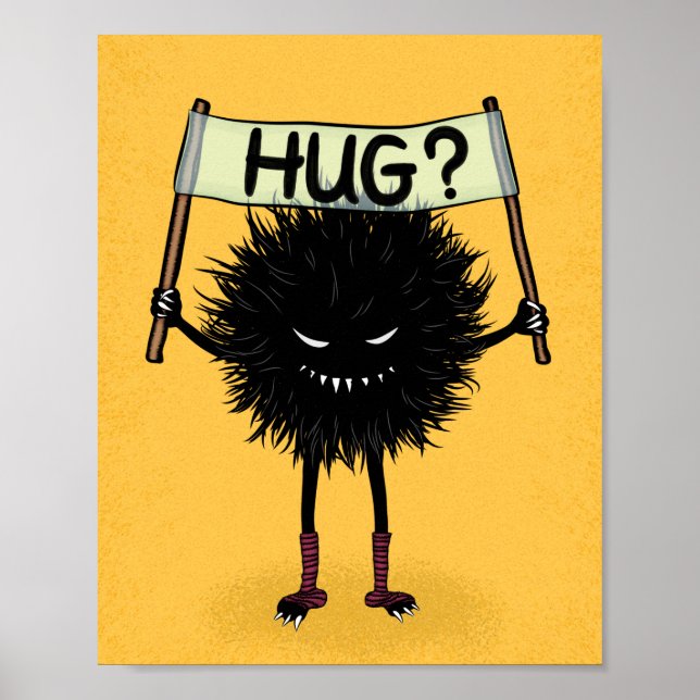 Creepy Cute Evil Character Hug Poster (Front)