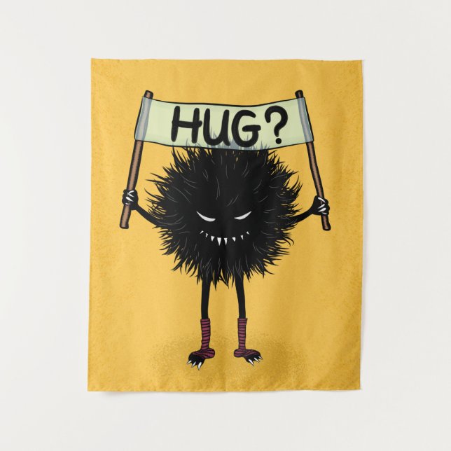 Creepy Cute Evil Character Hug Tapestry (Front)
