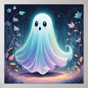 Creepy Cute Ghost Art Poster