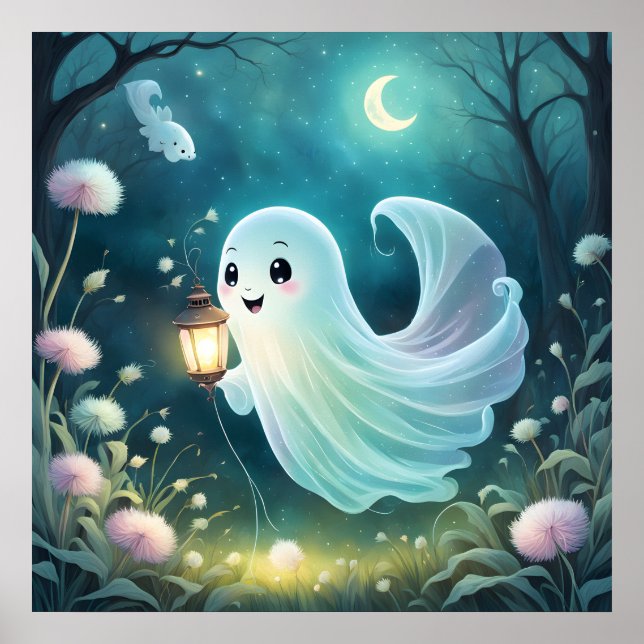 Creepy Cute Ghost Art Poster (Front)