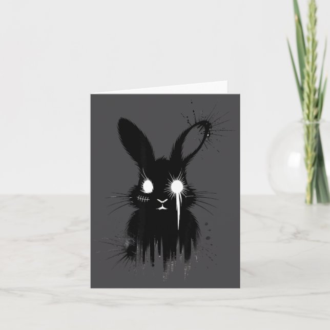 Creepy Cute Goth Bunny Horror Rabbit Sketch Alt Ng Card (Front)