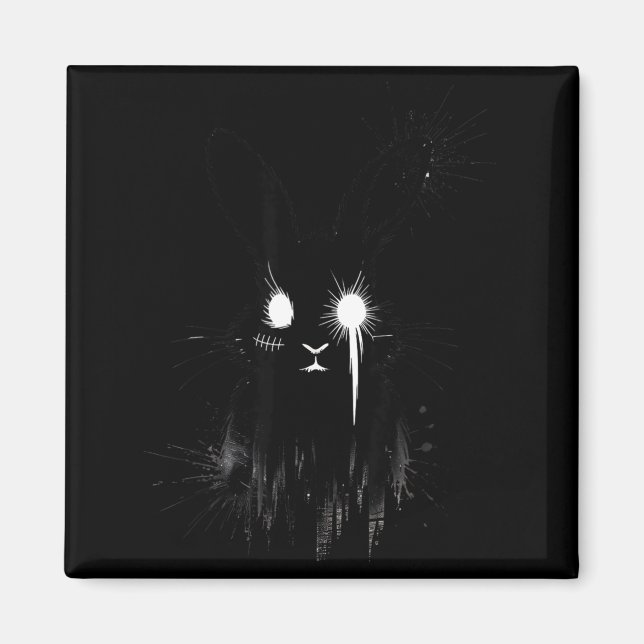 Creepy Cute Goth Bunny Horror Rabbit Sketch Alt Ng Magnet (Front)