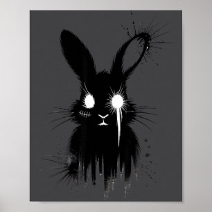 Creepy Cute Goth Bunny Horror Rabbit Sketch Alt Ng Poster