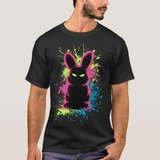 Creepy Cute Goth Bunny Horror Rabbit Sketch Alt Ng T-Shirt (Front)