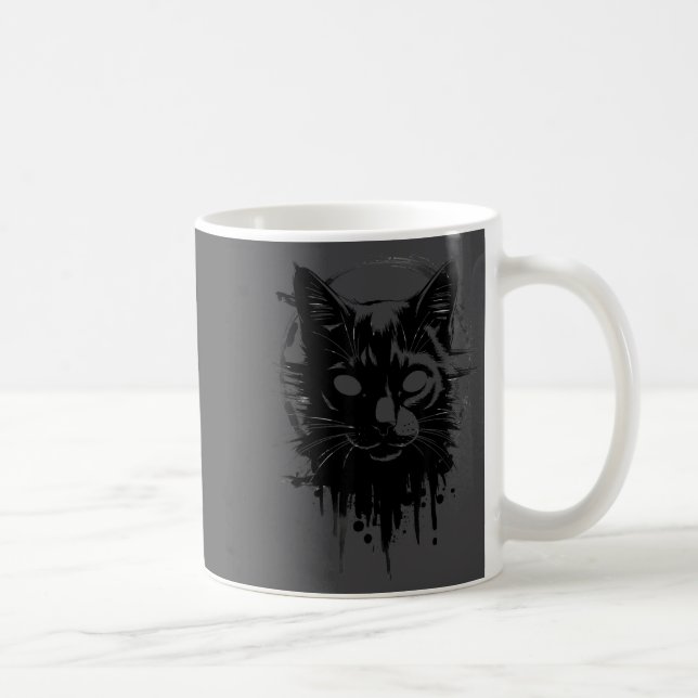 Creepy Cute Goth Cat Horror Kitty Sketch Alt Nge E Coffee Mug (Right)