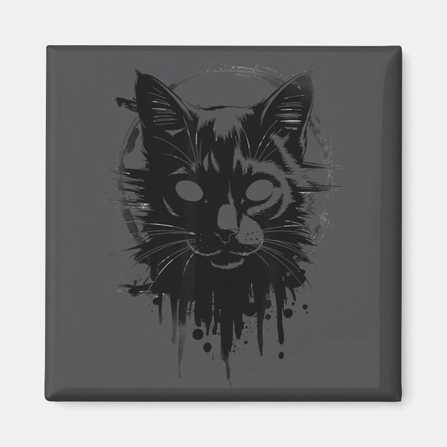 Creepy Cute Goth Cat Horror Kitty Sketch Alt Nge E Magnet (Front)