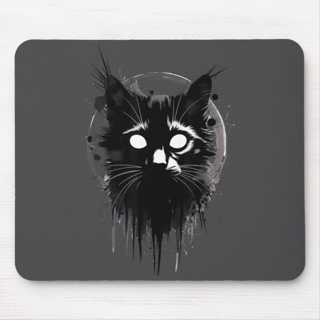 Creepy Cute Goth Cat Horror Kitty Sketch Alt Nge E Mouse Mat (Front)
