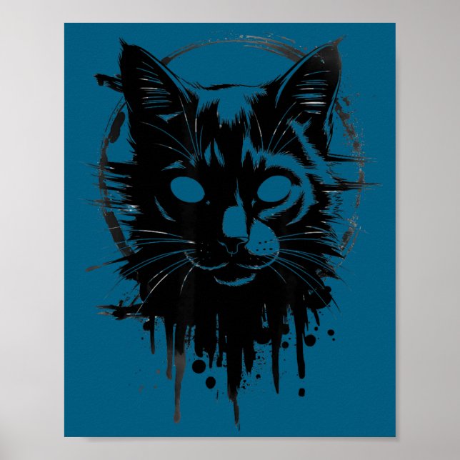 Creepy Cute Goth Cat Horror Kitty Sketch Alt Nge E Poster (Front)