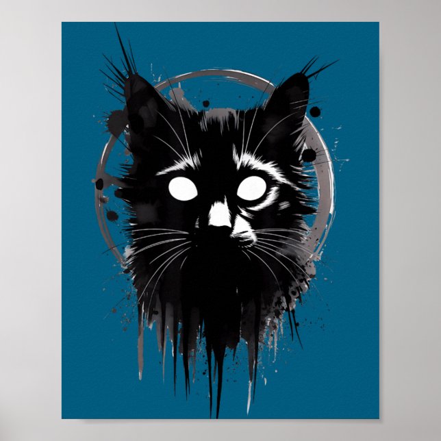 Creepy Cute Goth Cat Horror Kitty Sketch Alt Nge E Poster (Front)