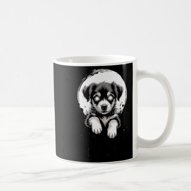 Creepy Cute Goth Dog Horror Puppy Sketch Alt Nge E Coffee Mug (Right)