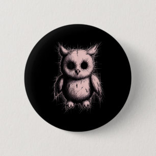 Creepy Cute Goth Owl Horror Sketch Alt Nge Evil 6 Cm Round Badge